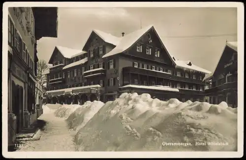 Ansichtskarte Oberammergau Hotel Wittelsbach tief verschneit 1937