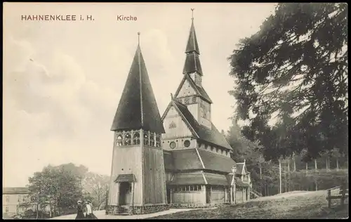 Ansichtskarte Hahnenklee-Goslar Partie an der Kirche 1910