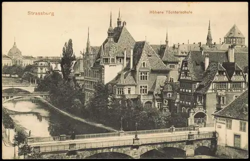 CPA Straßburg Strasbourg Partie an der Höhere Töchterschule 1915