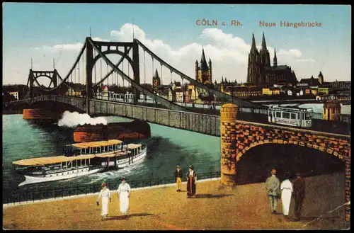 Ansichtskarte Köln Schwebebrücke Neue Hängebrücke 1917