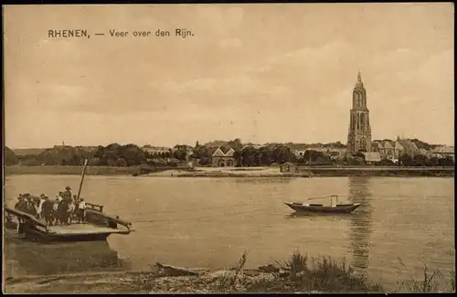 Postkaart Rhenen Veer over den Rijn, Panorama-Ansicht 1910