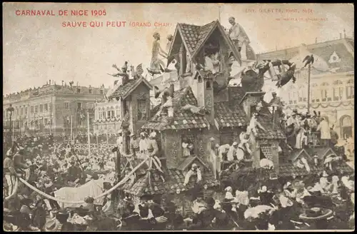 CPA Nizza Nice CARNAVAL DE NICE SAUVE QUI PEUT (GRAND CHAR) 1905