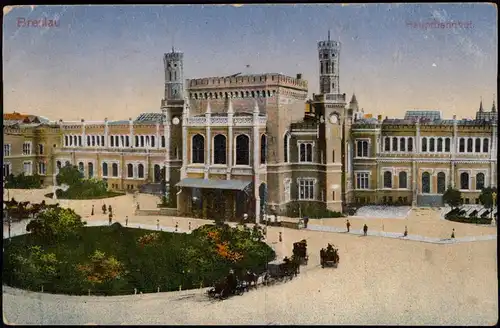 Postcard Breslau Wrocław Hauptbahnhof 1915