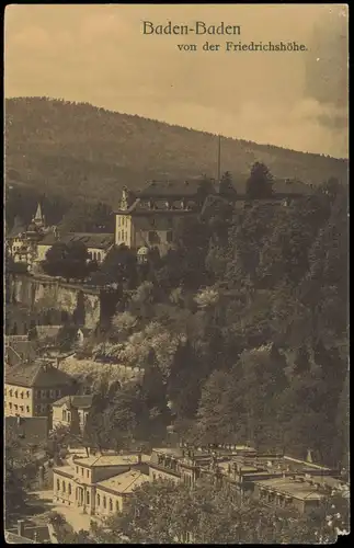 Ansichtskarte Baden-Baden von der Friedrichshöhe. 1918