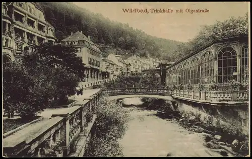 Ansichtskarte Bad Wildbad Olgastrasse Trinkhalle 1913