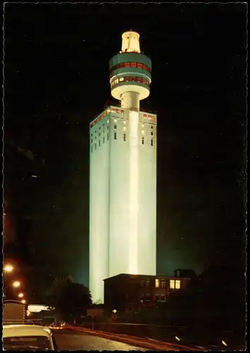Frankfurt am Main Henninger Turm beleuchtet bei Nacht/Abend 1970