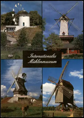 Gifhorn Mehrbild-AK 4 Ansichten Mühlen Internationales Mühlenmuseum 1990