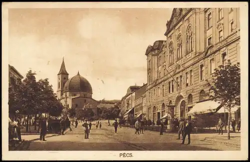 Postcard Fünfkirchen Pécs (Pečuh) Straßenpartie - Geschäfte 1931
