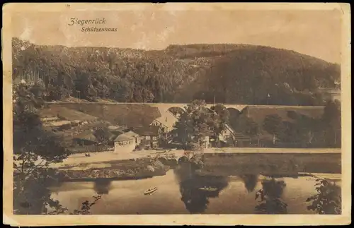 Ansichtskarte Ziegenrück/Saale Panorama-Ansicht Blick zum Schützenhaus 1918