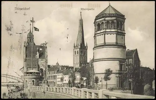 Ansichtskarte Düsseldorf Rheinpartie Anlagen 1913