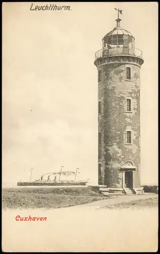 Ansichtskarte Cuxhaven Schiffe/Schifffahrt Übersee-Dampfer Leuchtturm 1906