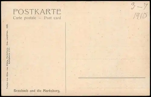 Ansichtskarte Braubach Rhein Partie und die Marksburg 1908