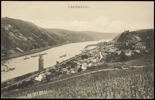 Ansichtskarte Oberwesel Panorama-Ansicht Rhein-Tal 1908
