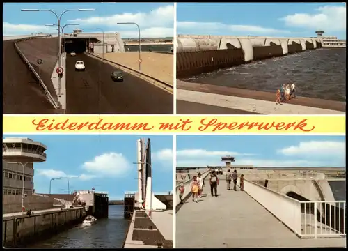 Ansichtskarte Wesselburenerkoog Eiderdamm mit Sperrwerk Mehrbild-AK 1975