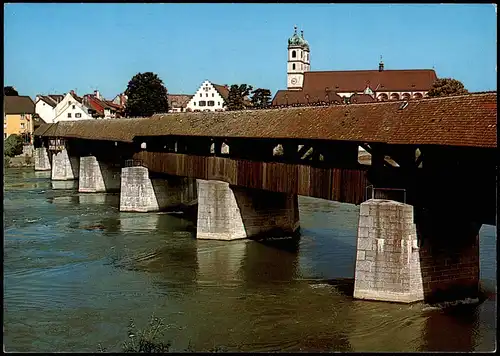 Ansichtskarte Bad Säckingen Alte Holzbrücke zur Schweiz 1980