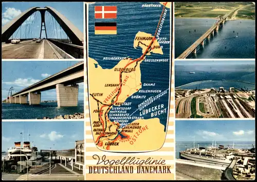 Vogelfluglinie Vogelfluglinie Mehrbildkarte Verbindung Deutschland-Dänemark 1975