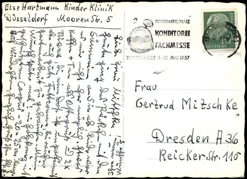 Düsseldorf Mehrbildkarte 1957   mit Maschinenstempel der Konditorei Fachmesse