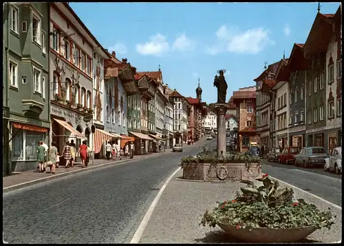 Ansichtskarte Bad Tölz Marktstrasse, Geschäfte, Brunnen 1982