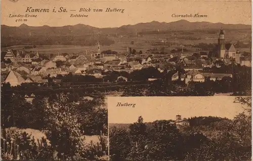 Ansichtskarte Kamenz Kamjenc Totale - Blick auf Hutberg und Stadt 1912