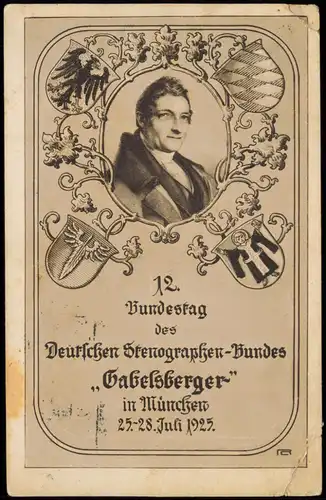Ansichtskarte München Deustcher Stenographen-Bund 12. Bundestag 1932