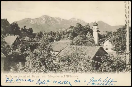 Kochel am See Partie aus Kochel mit Herzogstand, Heimgarten und Röthelstein 1913