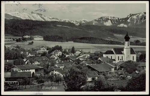 Endorf (Obb.) Panorama-Ortsansicht 1938   gelaufen mit Stempel ENDORF