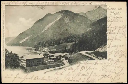 Urfeld-Kochel am See Panorama-Ansicht 1901   gelaufen mit Stempel URFELD