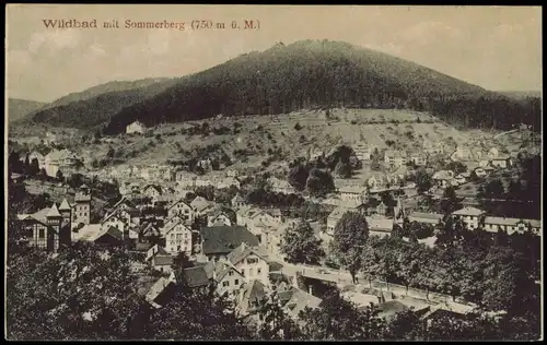 Ansichtskarte Bad Wildbad Panorama Blick mit Sommerberg (750 m ü. M.) 1910
