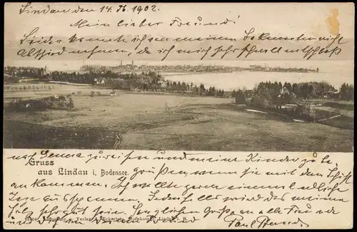 Ansichtskarte Lindau (Bodensee) Fernblick auf die Stadt 1903