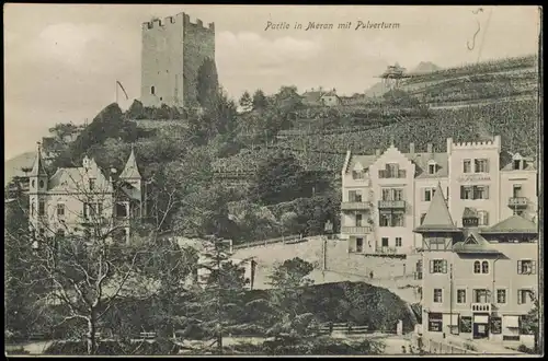 Cartoline Meran Merano Partie am Pulverturm 1912