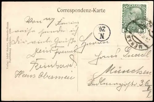 Cartoline Meran Merano Partie am Pulverturm 1912