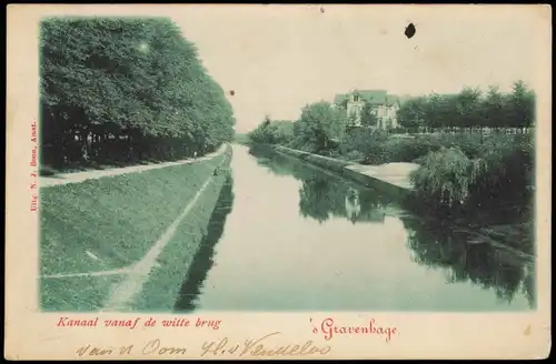Postkaart Den Haag Den Haag Kanaal vanaf de witte brug - Villa 1901