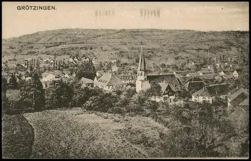 Ansichtskarte Grötzingen (Aichtal) Blick auf Stadt und Kirche 1910