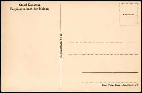 Ansichtskarte Staad-Konstanz Pappelallee nach der Mainau 1920