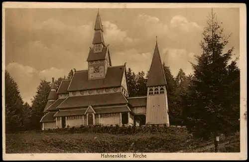 Ansichtskarte Hahnenklee-Goslar Partie an der Kirche 1917   im 1. Weltkrieg Feldpost gelaufen ab Stempel KELBRA