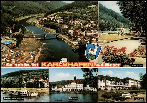 Bad Karlshafen Mehrbild-AK mit Kurhaus Kurpark Panorama-Ansicht 1973