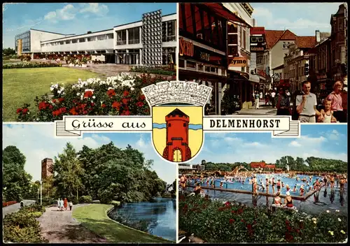 Delmenhorst Demost Mehrbildkarte mit Ortsansichten, u.a. Freibad 1976
