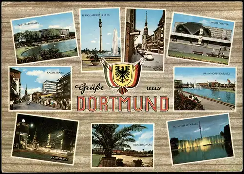 Ansichtskarte Dortmund Mehrbildkarte mit diversen Stadtteilansichten 1970