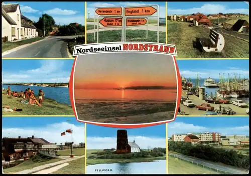 Norderney Mehrbild-AK der Nordsee-Insel ua. Pellworm, Ortsansichten 1983