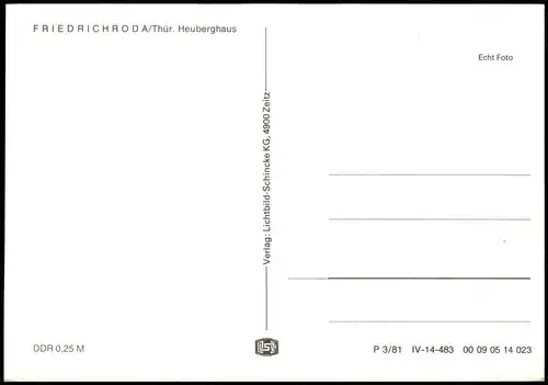 Ansichtskarte Friedrichroda Heuberghaus zu DDR-Zeiten 1981