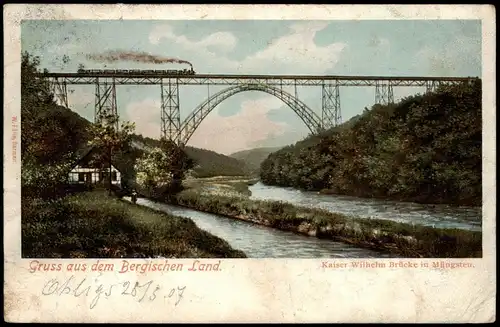 Ansichtskarte Remscheid Einweihung Mügnstener Brücke Dampflock 1907
