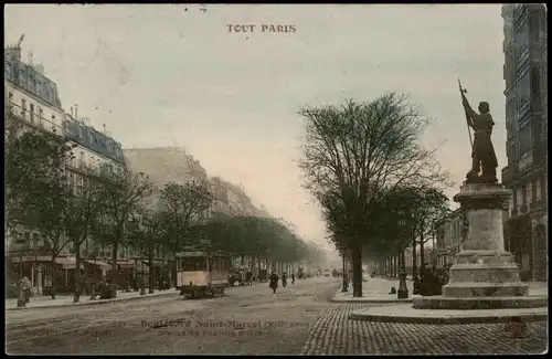 CPA Paris Boulevard Saint Mareel, Straßenbahn 1907