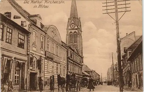 Postcard Mitau Jelgava Елгава Katholische Kirchstraße 1918