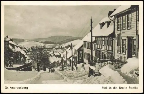 Ansichtskarte Sankt Andreasberg-Braunlage Breite Straße im Winter 1934