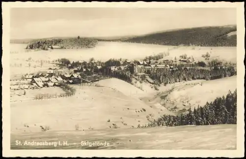 Ansichtskarte Sankt Andreasberg-Braunlage Skigelände 1934