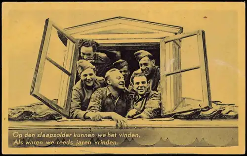 Patriotika Niederlande Netherland Soldaten schauen aus dem Fenster 1956