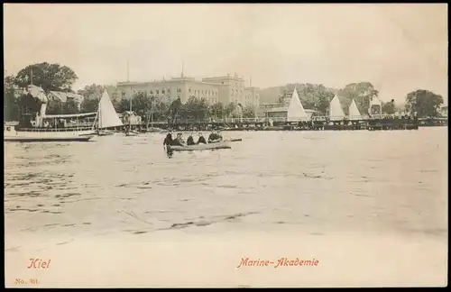 Düsternbrook-Kiel Marine-Akademie, Dampfer, Boot mit Soldaten 1905