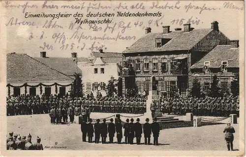 Wilkowischken Vilkaviškis Wyłkowyszki Einwihung dt. Denkmal 1915  gel. Feldpost