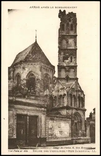 CPA Arras Atrecht APRÈS LE BOMBARDEMENT WK1 1912