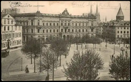 Ansichtskarte Kassel Cassel Königsplatz mit Hauptpost 1906